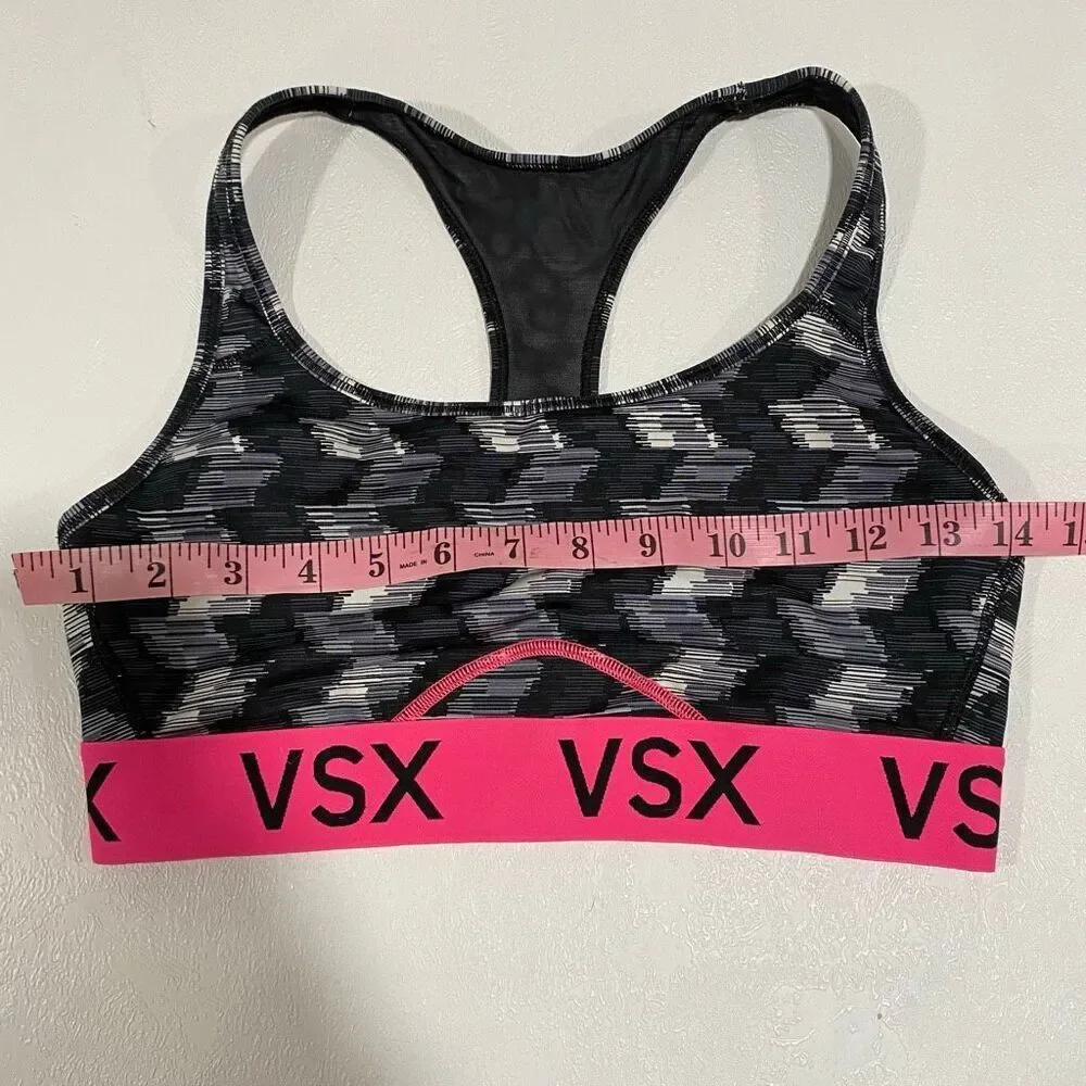 VSX Sport Victoria’s Secret Sports Bra Medium Pink Logo Band Racerback - Picture 5 of 5